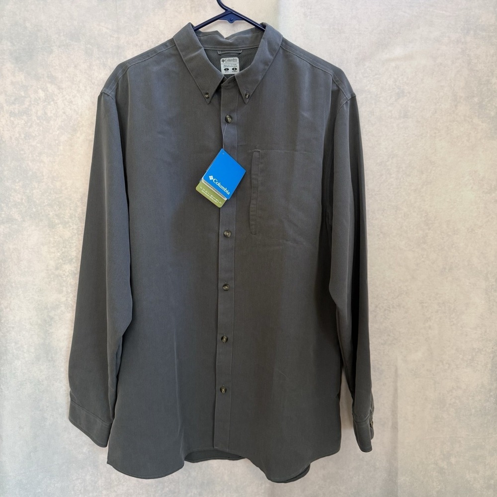 Columbia Go Beyond Men's Size Large Gray Omni-Shade Long Sleeve Hiking Fishing‎